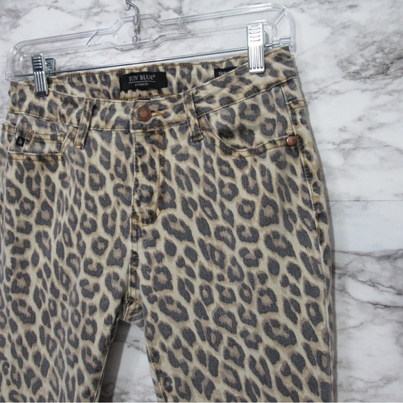 Judy Blue Leopard Print Skinny Fit Denim Jeans Size 5/27 - Picture 1 of 17